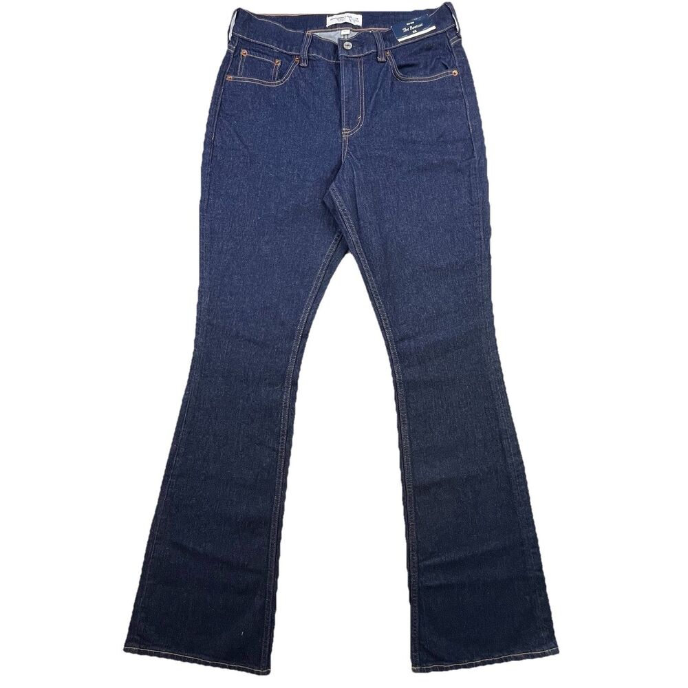 Abercrombie & Fitch Curve Love Bootcut Jeans 28 Mid Rise Dark Wash Denim NWT